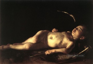 Desnudo Painting - Cupido durmiente Caravaggio desnudo
